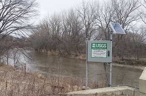 Funds from the National Groundwater and Streamflow Information Program were used to upgrade and flood harden more than five streamgages in Minnesota in 2016, including this one at the Cottonwood River near New Ulm.