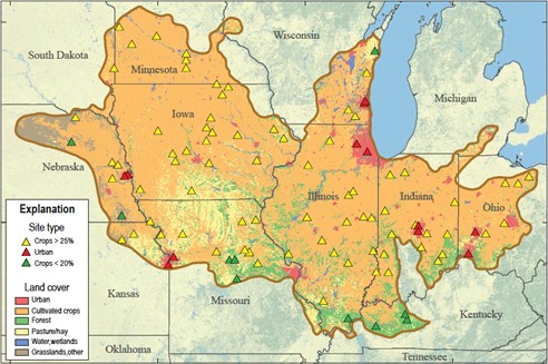 Map of the Upper Midwest states in the study area.