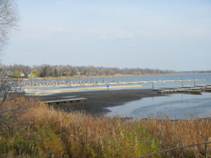 Low water levels in White Bear Lake at White Bear Lake Marina, November 9, 2012 (photo taken by Perry M. Jones).