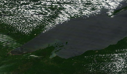 MODIS image over Lake Superior, before the storm.  June 17, 2012.