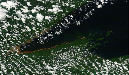 MODIS image over Lake Superior, after the storm.  June 21, 2012.