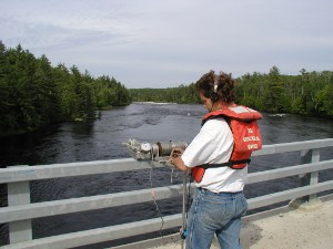 Hydrologic Technician taking a water sample