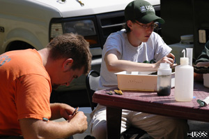 Processing woody debris samples for invertebrates at Shingle Creek