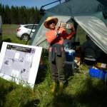 Jennifer Mcguire presenting about a microcosm study in the South Oil Pool wetland during the 2012 Field Session Site Tour