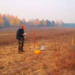 Jared Trost measuring soil CO2 flux in October 2012