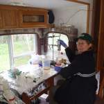 Colleen Rostad processing samples in the field trailer for DOC analysis