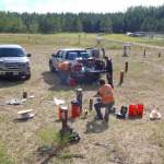 The field crew conducts LNAPL transmisivity measurements at the north oil pool