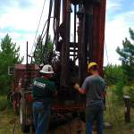 Brent and Will collecting a core with the drill rig